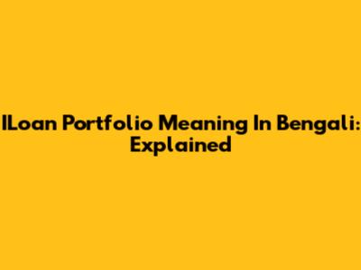 ILoan Portfolio Meaning In Bengali: Explained